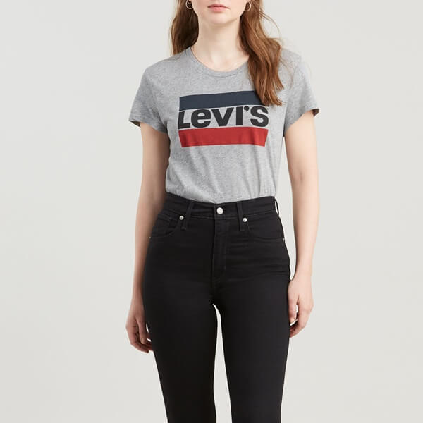 Levi's Γυναικείο T-shirt Γκρι με Στάμπα
