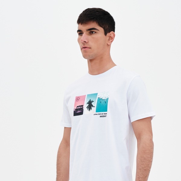 Basehit Ανδρικό T-Shirt WHITE - 221.BM33.48