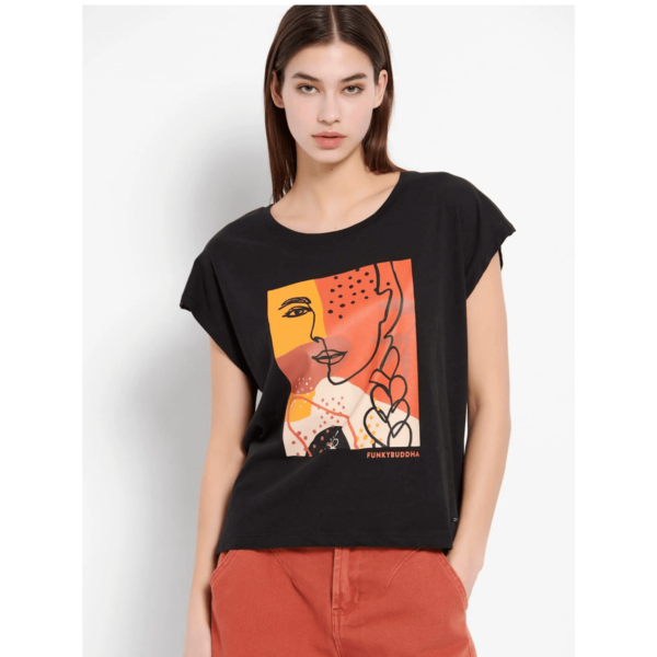 Funky Buddha Βαμβακερό t-shirt με τύπωμα