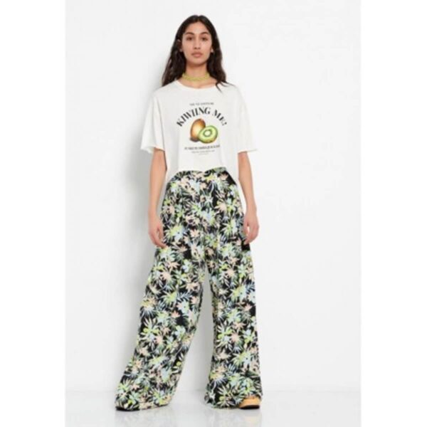 Funky Buddha Loose fit cropped t-shirt με τύπωμα