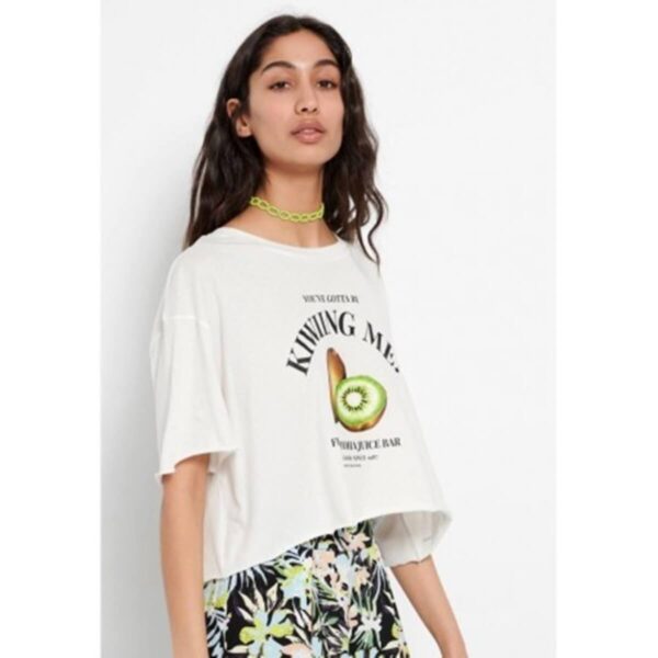 Funky Buddha Loose fit cropped t-shirt με τύπωμα